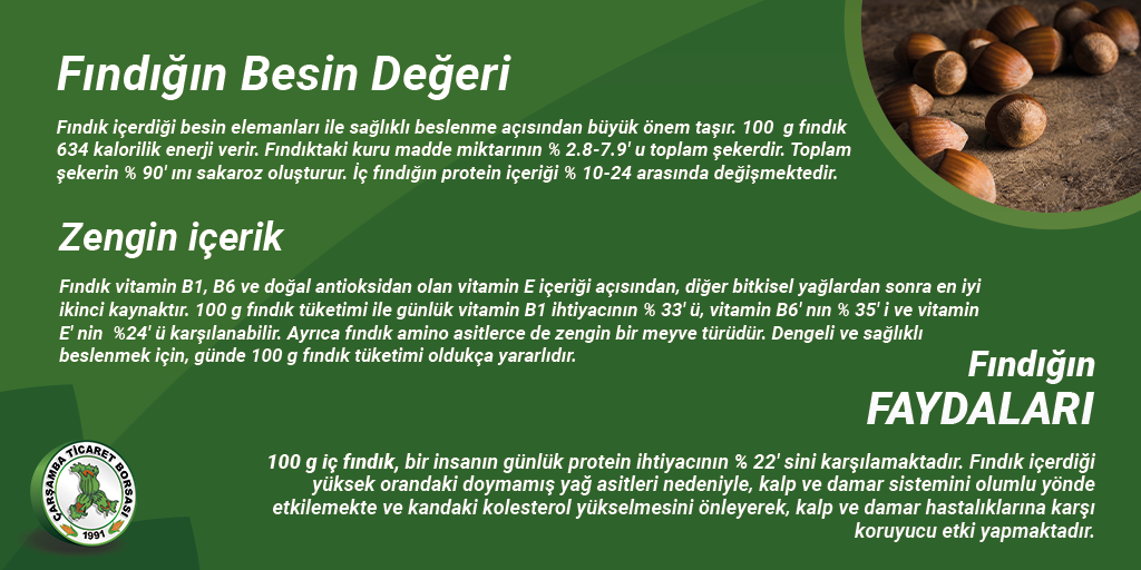 fındığın besin değeri